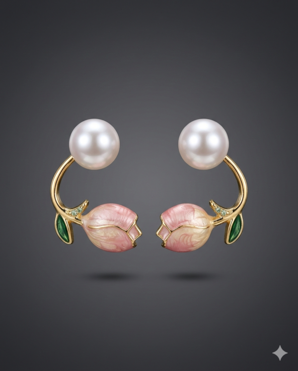 The Rosy Tulip & Pearl Ear Jackets