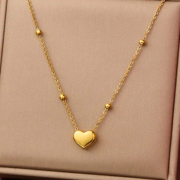 18K Yellow Gold Heart Necklace for Women – Tarnish-Free Dainty Jewelry