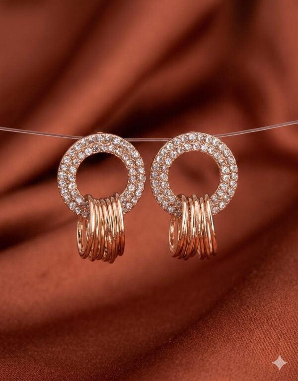 Rose Gold And Pave-Set Crystal Pave Hoop Drop Earrings