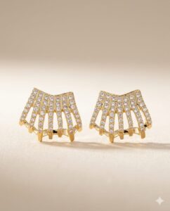 Radiant Pave Fan and Beaded Cascade Earrings