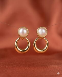 Pearl Ring Drop Stud Earrings